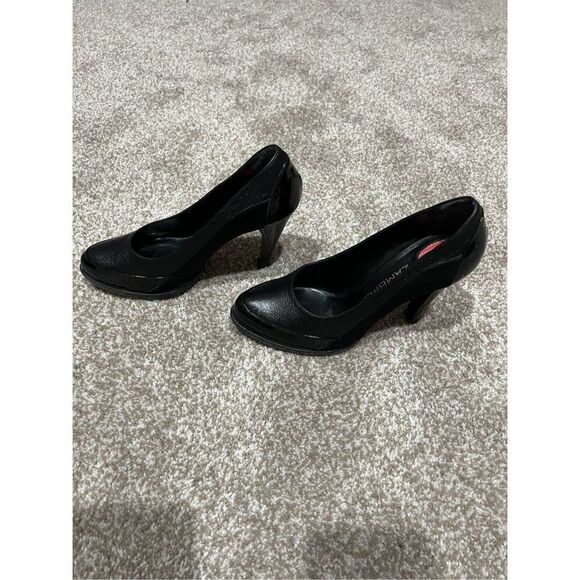 Banfi Zambrelli Black Leather Patent Pump Shoes Slip On Slim Heel size 8.5 - Picture 5 of 9